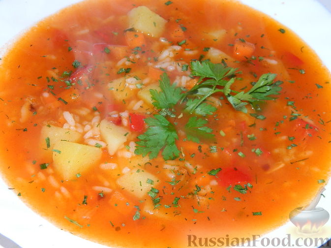 Рецепт Томатный суп с рисом