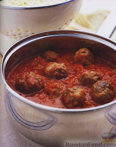 Рецепт Спагетти с тефтелями в томатном соусе