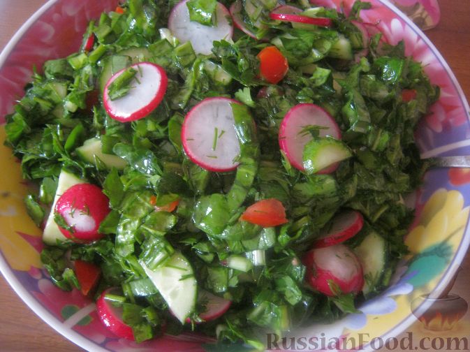 Рецепт Овощной весенний салат к шашлыку