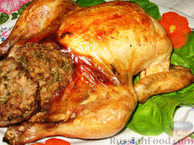 Рецепт Запеченная курица с пикантной ореховой начинкой