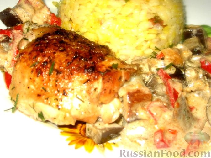 Рецепт Курица в баклажанном соусе