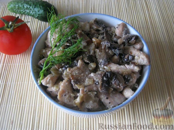 Рецепт Куриное филе со сливками и грибами
