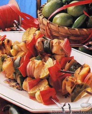 Рецепт Шашлыки из индюшиного филе и овощей