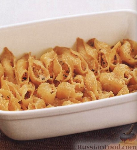 Рецепт Паста конкильоне (макароны-ракушки) с лососем и сыром