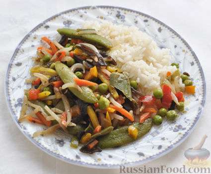 Рецепт Овощи с черным чесноком и рисом