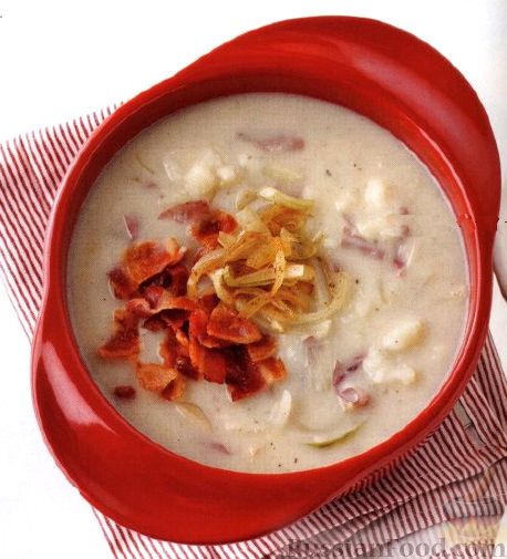 Рецепт Картофельный суп-пюре с луком и беконом
