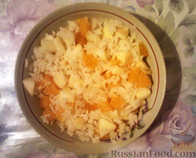 Рецепт Сладкий рис с яблоками и мандаринами