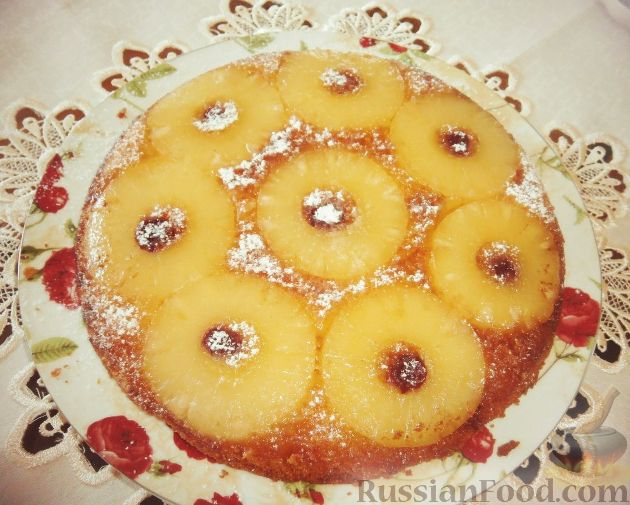 Рецепт Перевернутый ананасовый пирог (Pineapple upside-down cake)