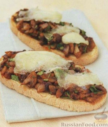 Рецепт Бутерброды с грибами и сыром Манчего