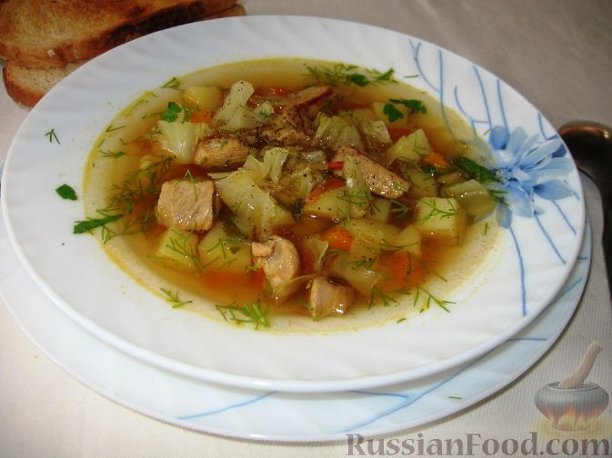 Рецепт Капустный суп с жареным мясом