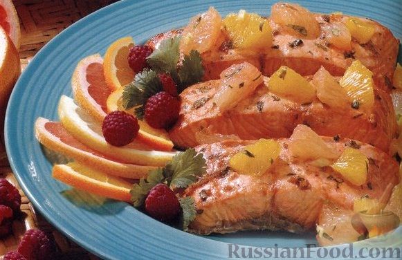 Рецепт Лосось на гриле с цитрусовой сальсой