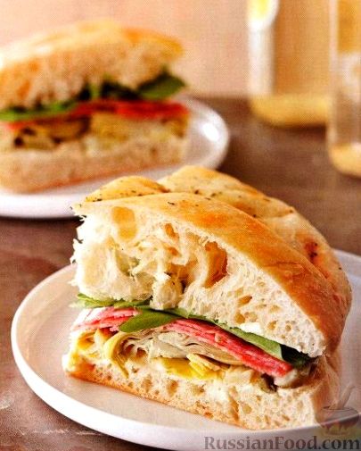 Рецепт Простой бутерброд из фокаччи
