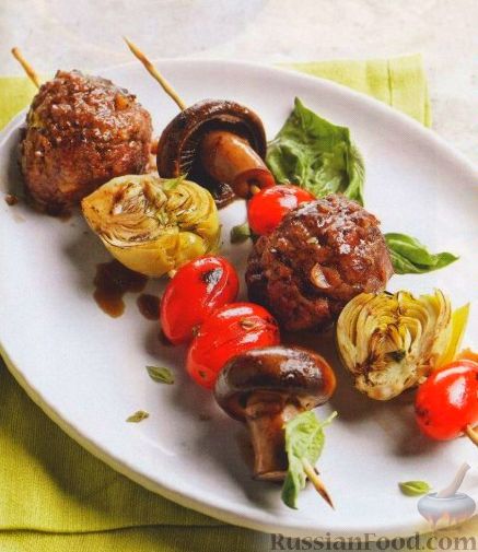 Рецепт Шашлыки из овощей и мясных шариков