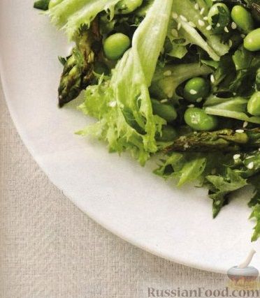 Рецепт Зеленый салат с соевыми бобами и спаржей