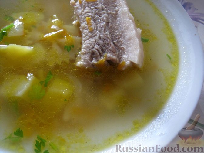 Рецепт Суп из свиных ребрышек с макаронами