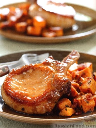 Рецепт Свинина на ребрышке (челагач) с жареным бататом
