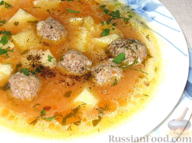 Рецепт Томатный суп с фрикадельками