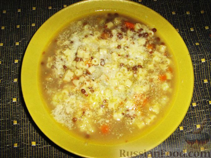 Рецепт Суп с пастой и чечевицей