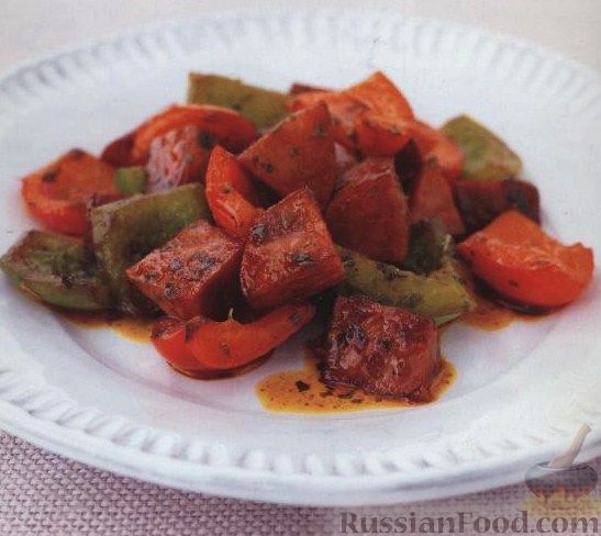 Рецепт Колбаса чоризо со сладким перцем и чесноком