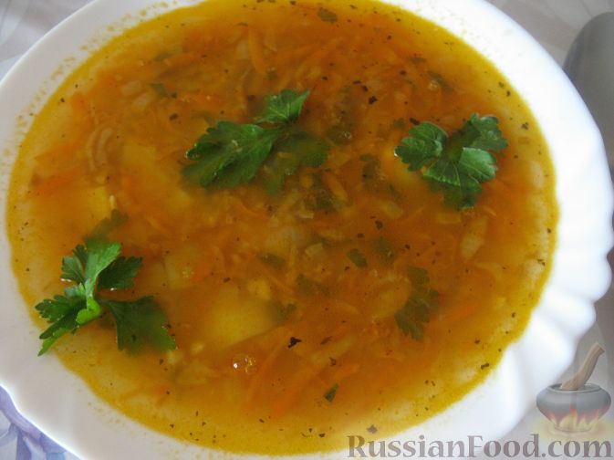 Рецепт Томатный постный суп из чечевицы