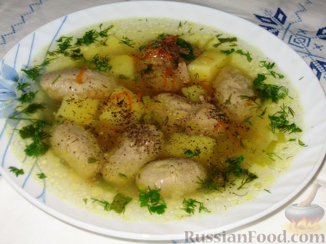 Рецепт Куриный суп с гречневыми галушками