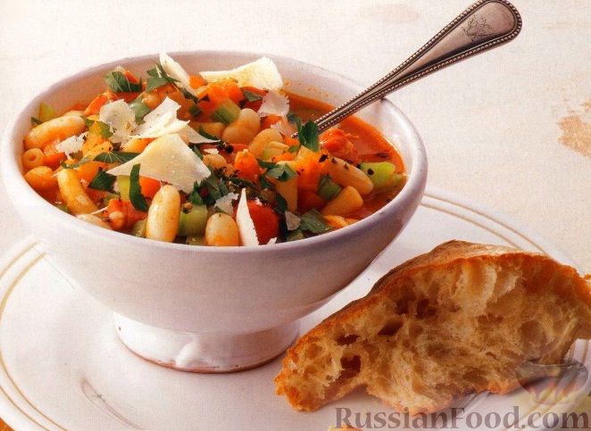 Рецепт Овощной суп с фасолью и макаронами