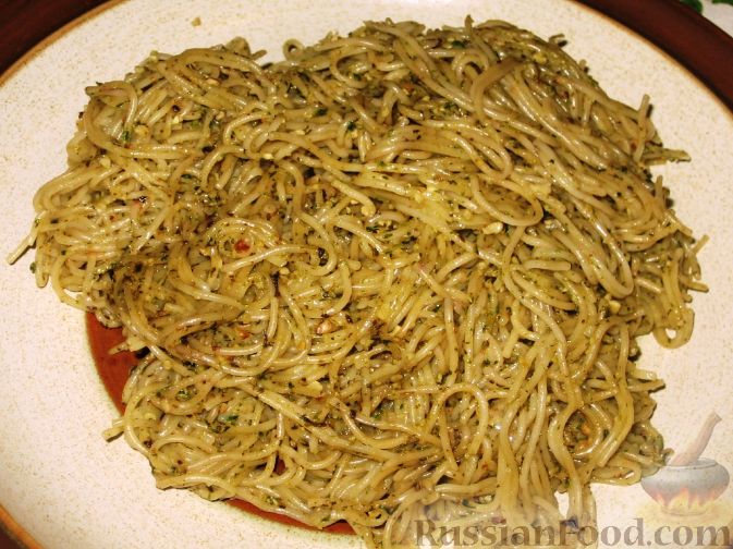 Рецепт Спагетти "волосы ангела" с ореховым соусом песто