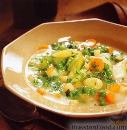 Рецепт Овощной суп с зеленым горошком