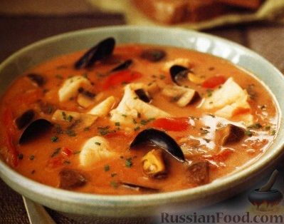 Рецепт Рыбный суп с мидиями и грибами