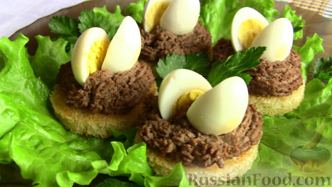 Рецепт Закуска из печени с перепелиными яйцами
