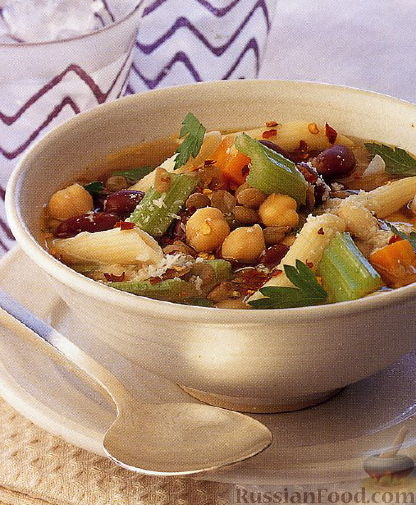 Рецепт Овощной суп с макаронами и бобами