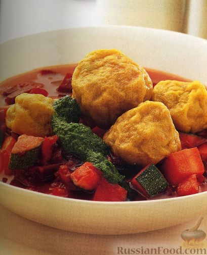 Рецепт Суп с овощами и пряными "кубби" с бараниной