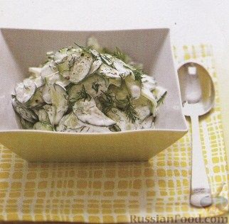 Рецепт Огуречный салат со сметаной и укропом