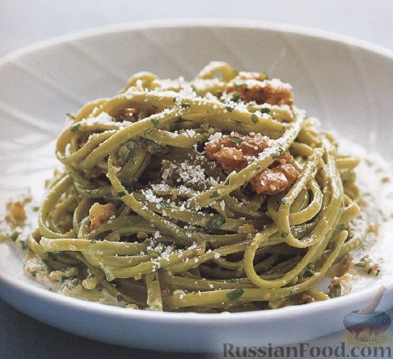 Рецепт Спагетти со сливками и орехами