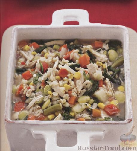 Рецепт Куриный суп с овощами и перловкой