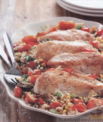 Рецепт Куриные грудки с рисом и овощами