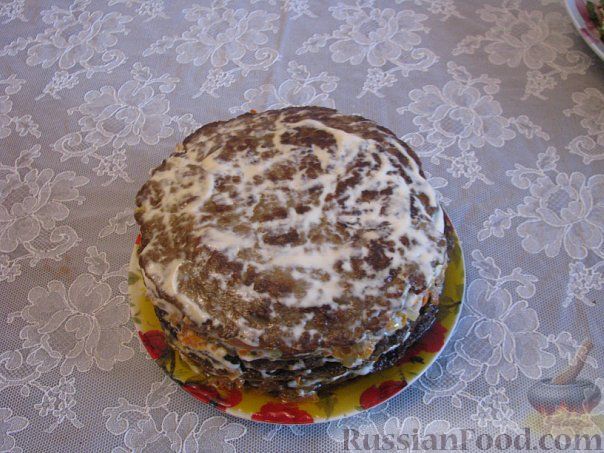 Рецепт Печёночный торт с грибами