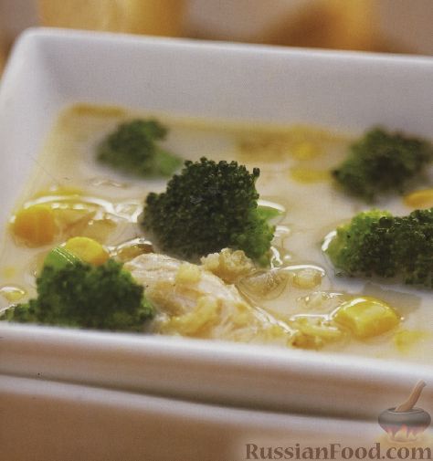 Рецепт Куриный суп с брокколи и кукурузой