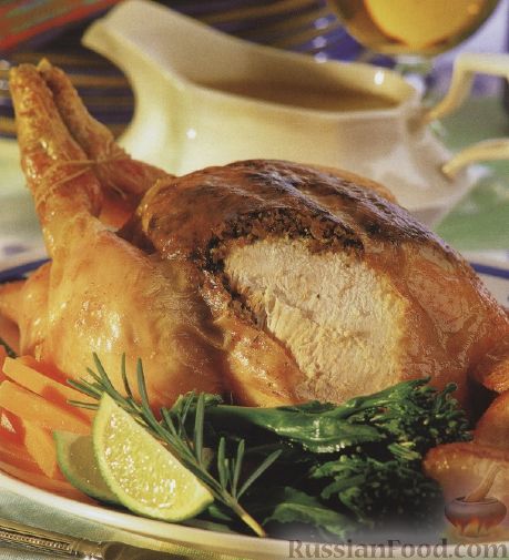 Рецепт Жареная курица, фаршированная орехами