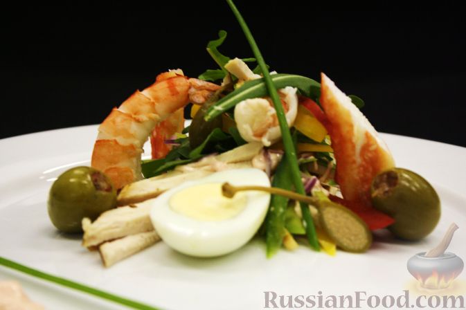 Рецепт Салат «Русский» с морепродуктами