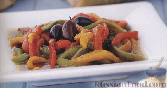Рецепт Печеный перец с ароматной заправкой и оливками