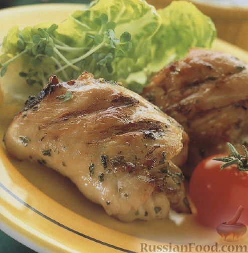 Рецепт Жареные куриные бедрышки с мятным соусом
