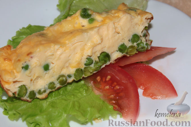 Рецепт Омлет с зеленым горошком и сыром