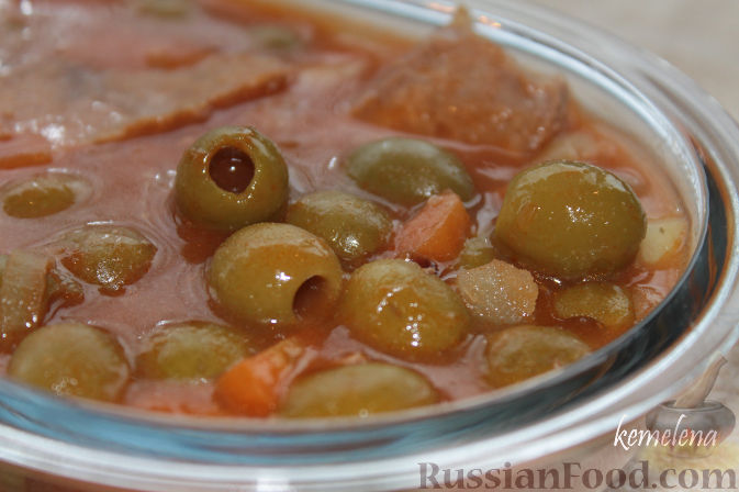 Рецепт Оливковый красный суп