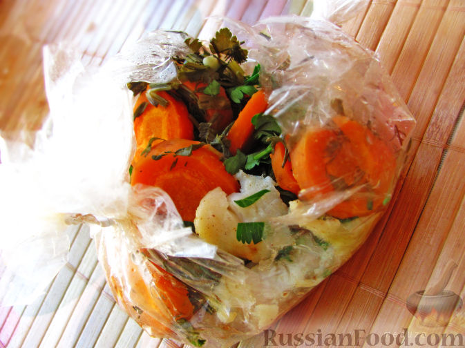 Рецепт Пангасиус с овощами в рукаве