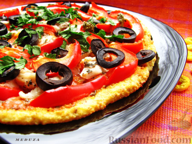 Рецепт Пицца на творожно-ржаном тесте (диет-вариант)