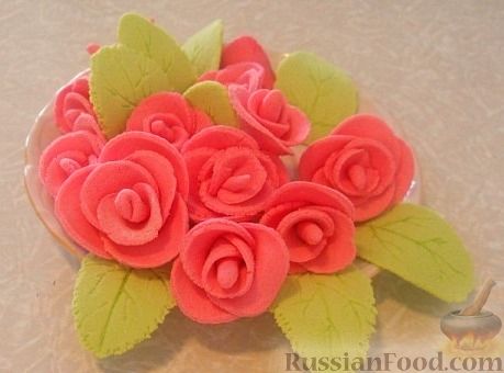 Рецепт Розы из сахарной мастики