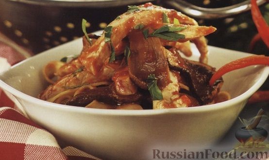 Рецепт Лапша папарделле с грибами и куриным филе