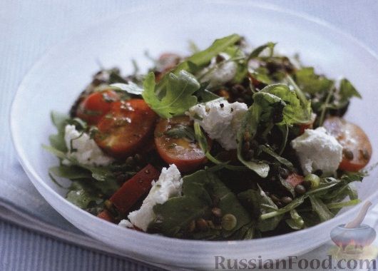 Рецепт Салат с помидорами и чечевицей