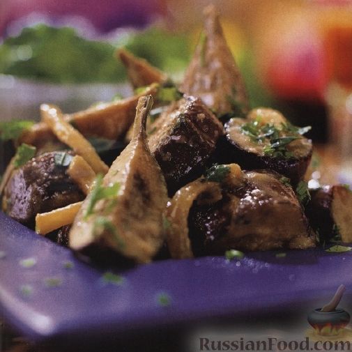 Рецепт Теплый салат из баклажанов и лука